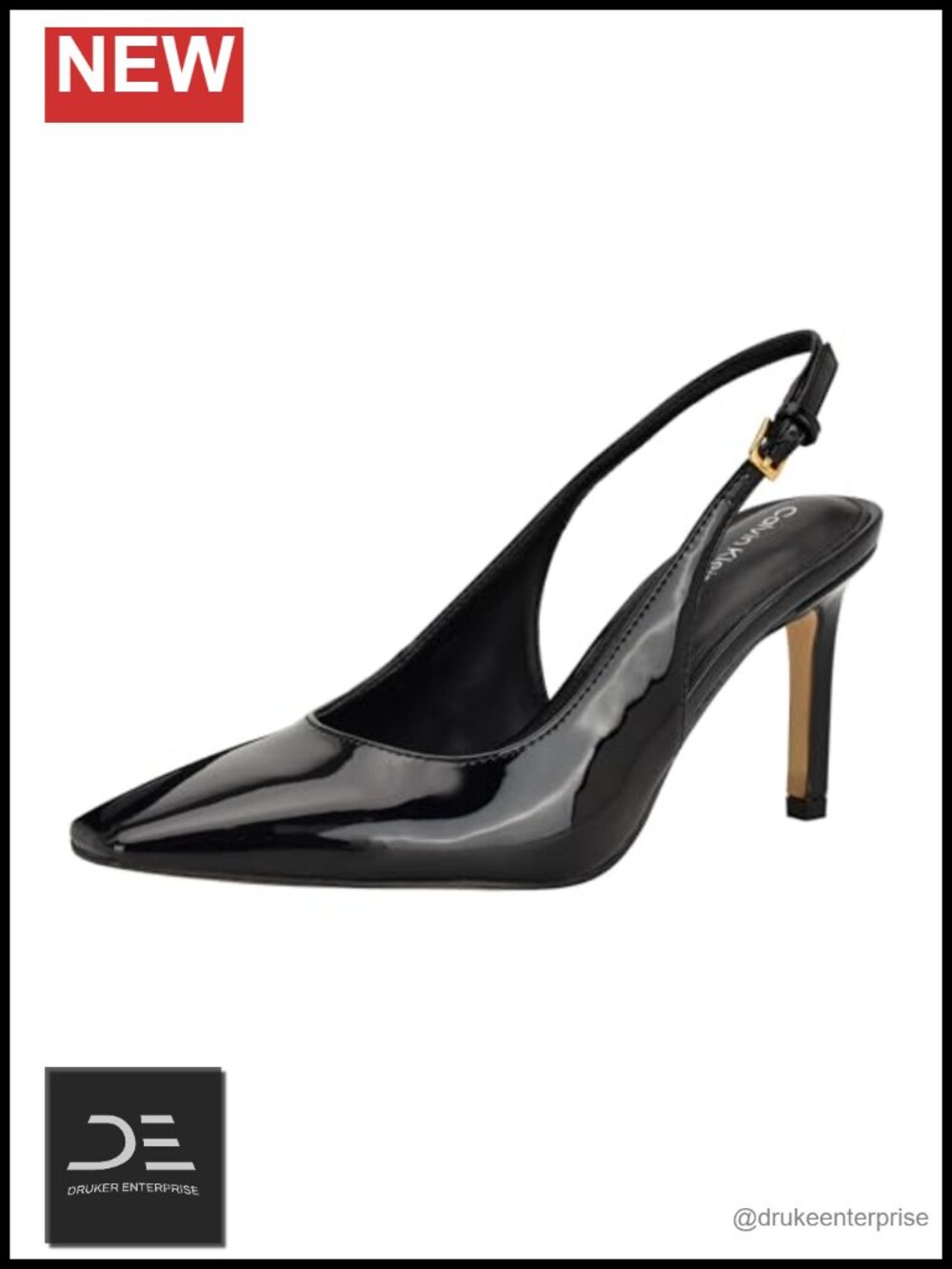Women's Square Toe Slingback Stiletto Heels Faux Patent Leather Pumps